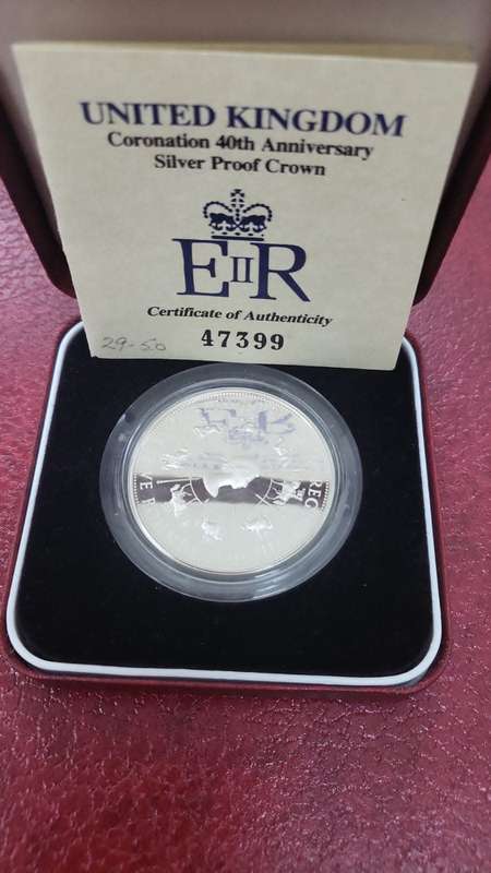 UK Coronation 40th Anniversary Silver PROOF Crown