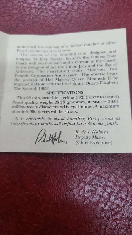 Alderney Coronation Anniversary Crown 1993