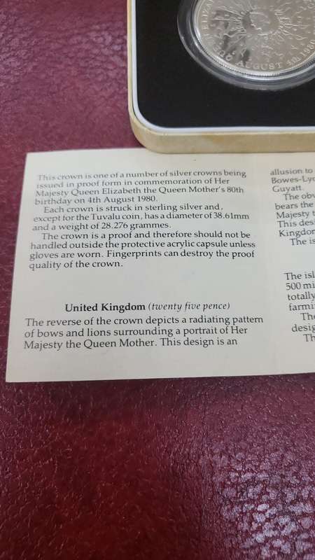 1980 Queen Mothers 80th Birthday Proof Commemorative Crown
