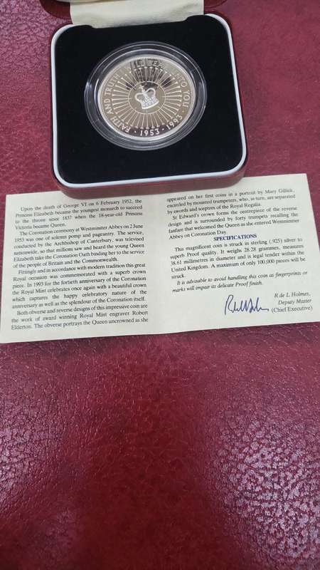 1993 UK Coronation 40th Anniversary Silver Proof Crown