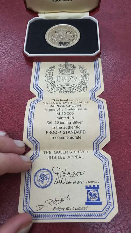 1977 Isle of Man - The Queen`s Silver Jubilee Appeal Silver Proof Crown