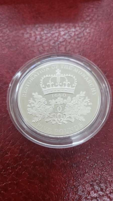 UK 2010 Restoration of the Monarchy Silver Five Pound Proof