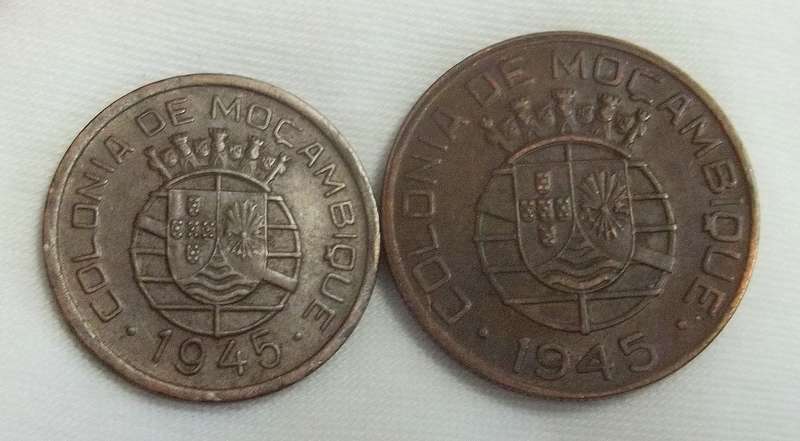 Mozambique 1/2 and 1 Escudo 1945
