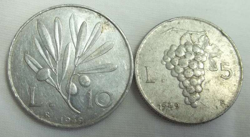 Italy 5 & 10 Lire 1949