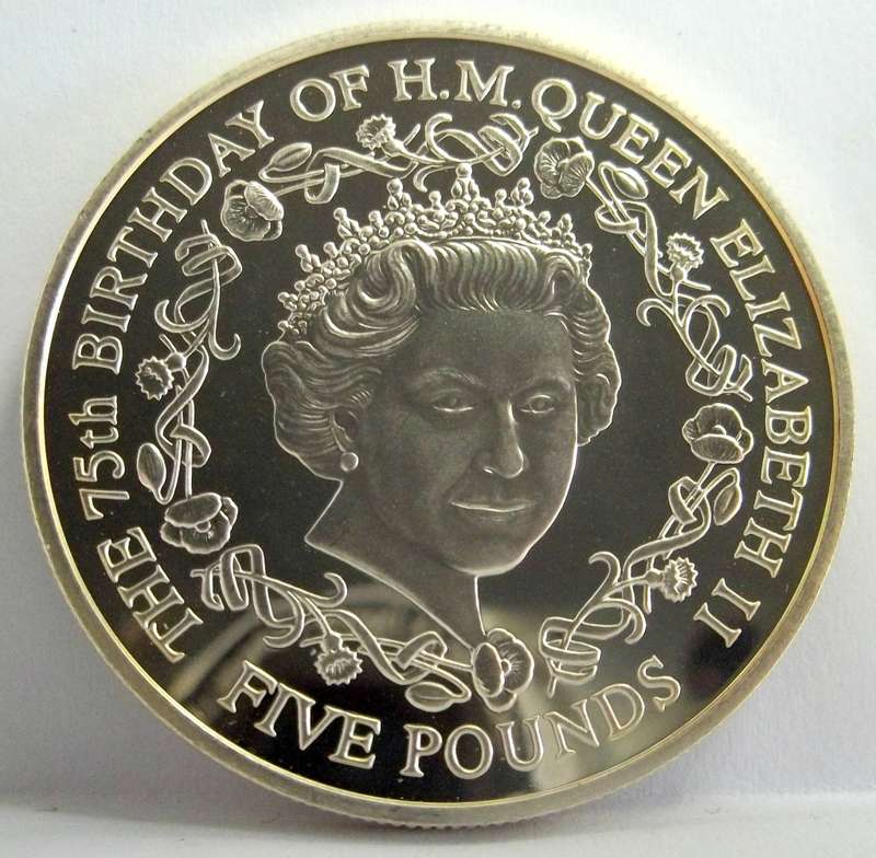 Queen Elizabeth 2nd 75th Birthday Silver Five Pounds