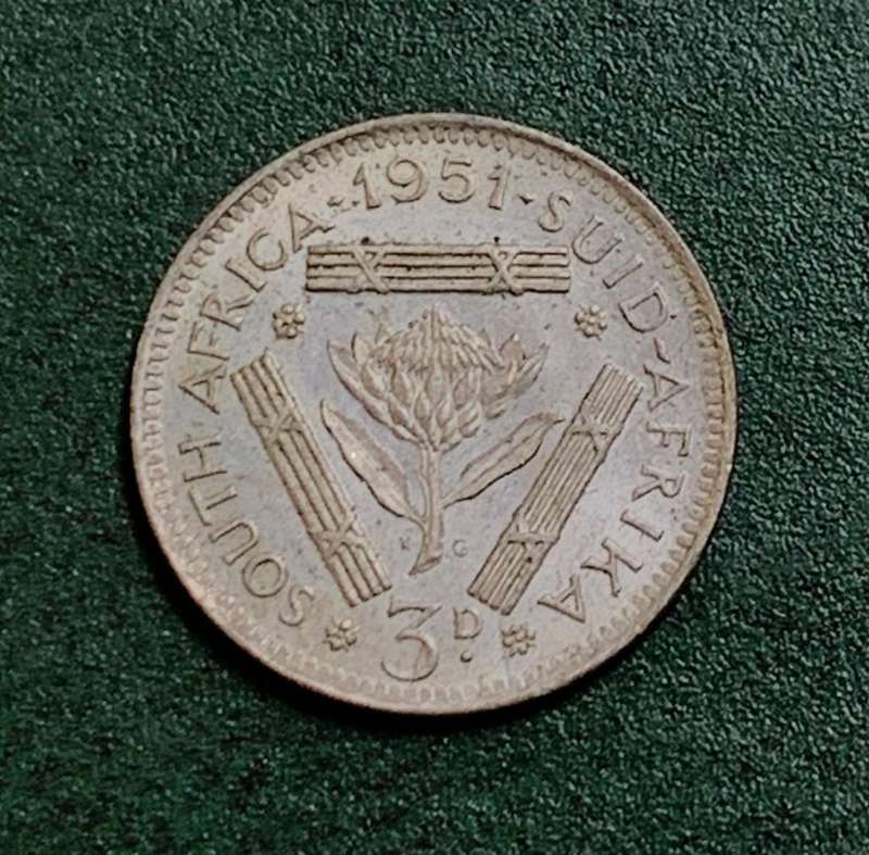Union Threepence 1951 - aUNC condition