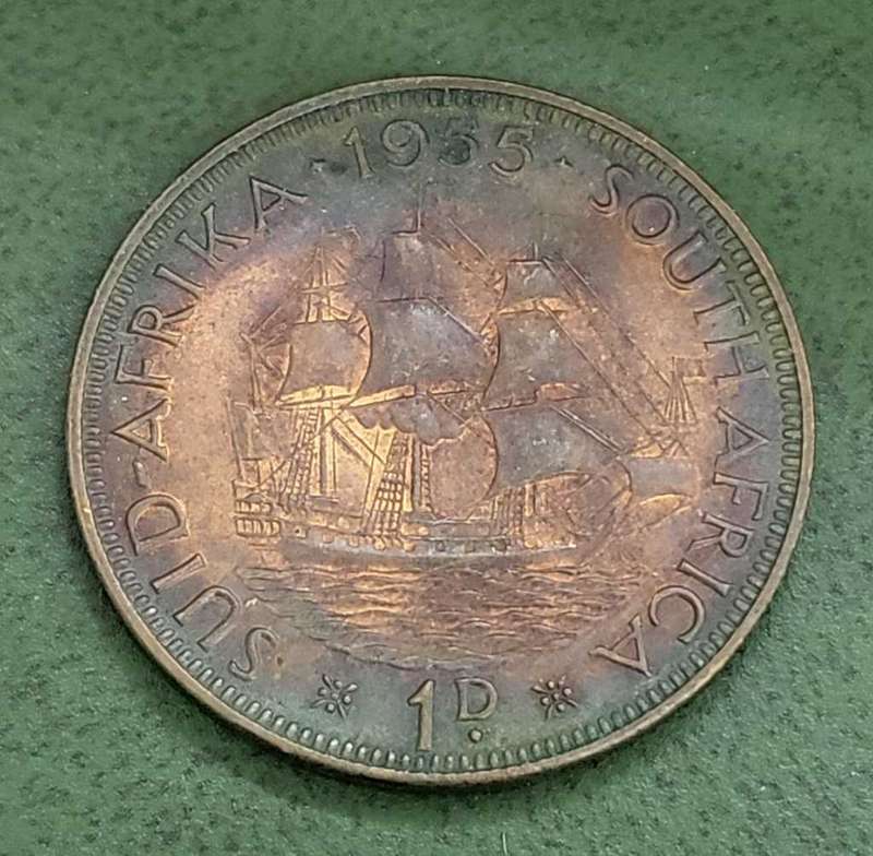 Union Penny 1955 - aUNC condition with toning
