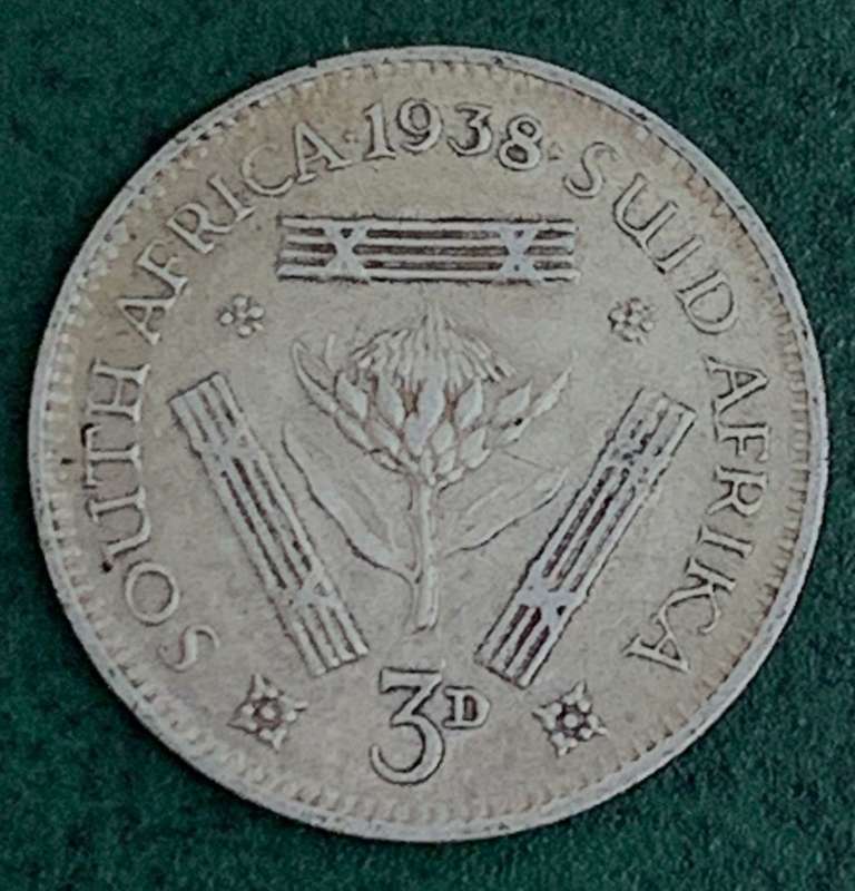 Union Threepence 1938 - Nice condition