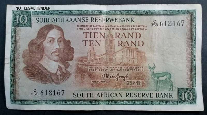 RSA 10 Rand 1975(TW de Jongh 3rd Issue)
