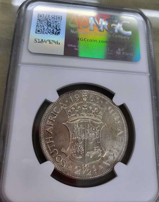 SA 2,5 Shillings 1953-MS62 4th Best Grade