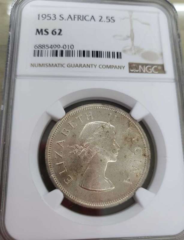 SA 2,5 Shillings 1953-MS62 4th Best Grade