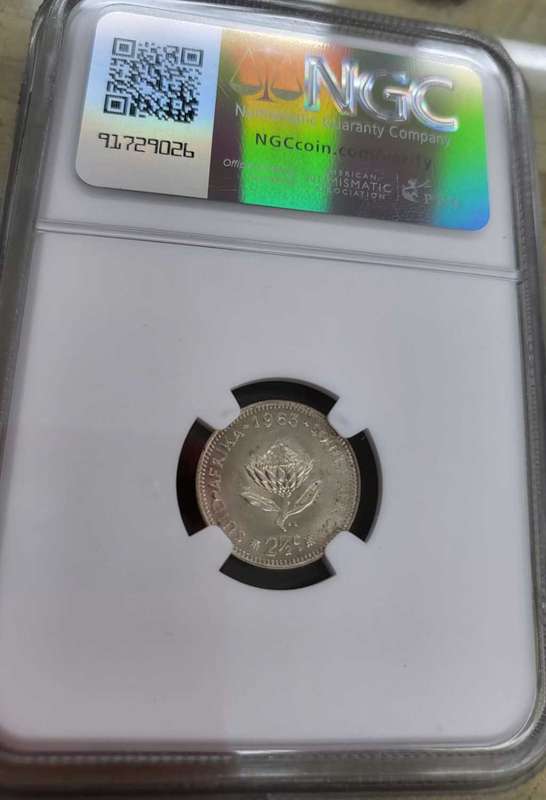SA 2,5 Cent 1963-MS66 3rd Best Grade