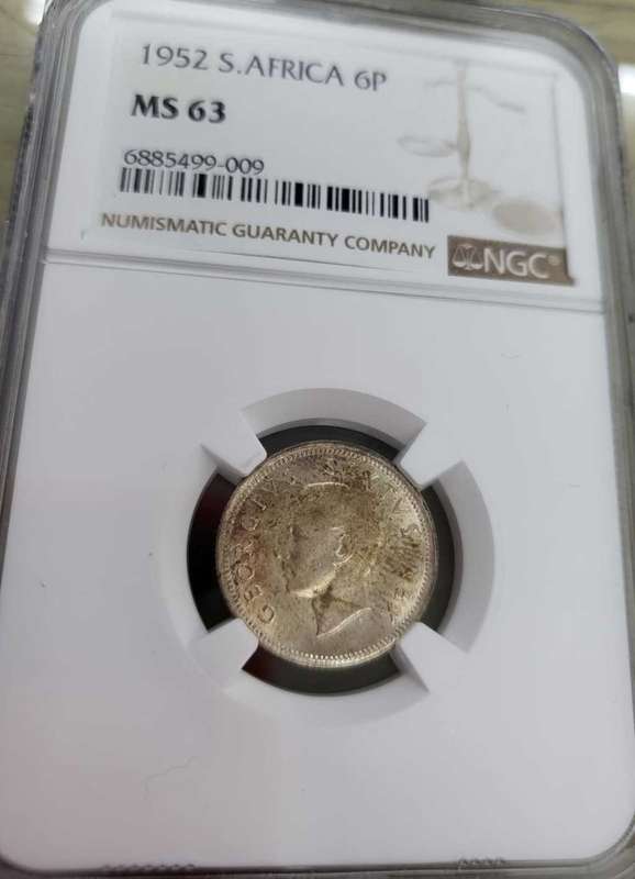 SA Sixpence 1952-MS63 5th Best Grade