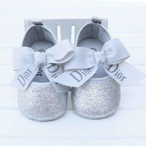 BABY shoes christening DIOR SIZE TWO SILVER INFANTS BOOTIES PUMPS