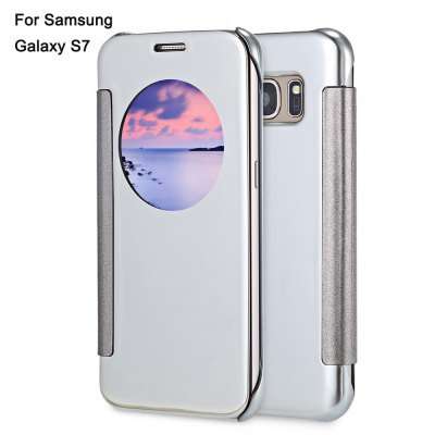 Samsung Galaxy S7 - Mirror Flip Case - With Auto Sleep Wake Up Function - Silver