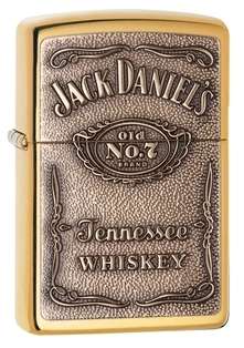 Zippo wind proof lighter - Genuine - Jack Daniels - Brass - Includes 6 spare flints and 1 spare wick