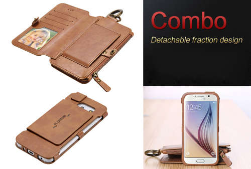 Samsung Galaxy S6 / S6 Edge / S7 wallet Flip cover - PU Leather - Brown