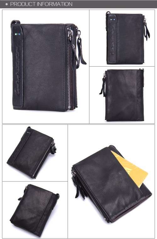 Wallet - Genuine Cowhide Leather - Soft touch - Men - Black