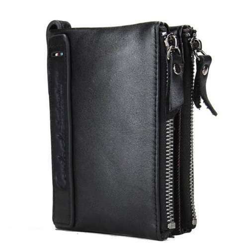 Wallet - Genuine Cowhide Leather - Soft touch - Men - Black