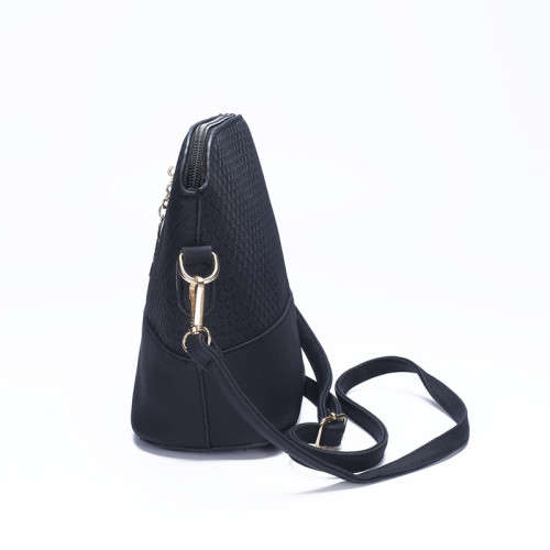 Womens Messenger Bag With Deer Charm - PU Leather - Black