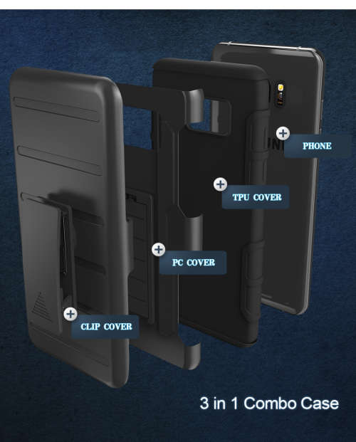 Full Black 3 in 1 Hybrid Kickstand Armor Case For IPhone 7 Plus