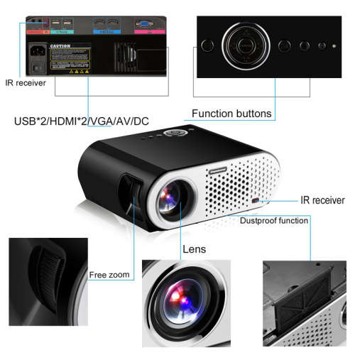 HD Projector,3200 Lumen, 40 To 280 Inch Image,1280x800 Native Resolution, 1080P Support
