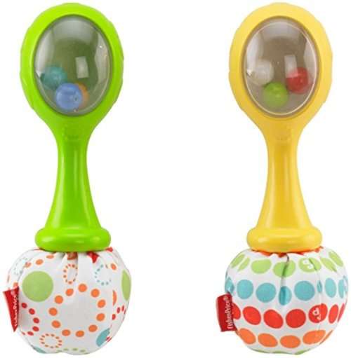 Fisher-Price Rattle 'n Rock Maracas - Two Piece, Green and Yellow