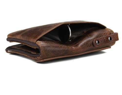 Genuine Crazy Horse Cowhide Leather Men's Wallet - Takes coins as well