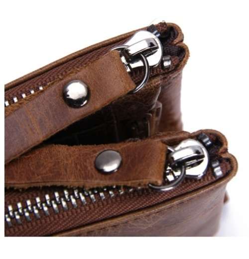 Genuine Crazy Horse Cowhide Leather Men's Wallet - Takes coins as well