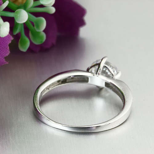 Sterling Silver Engagement Ring With Cubic Zirconia - For Women