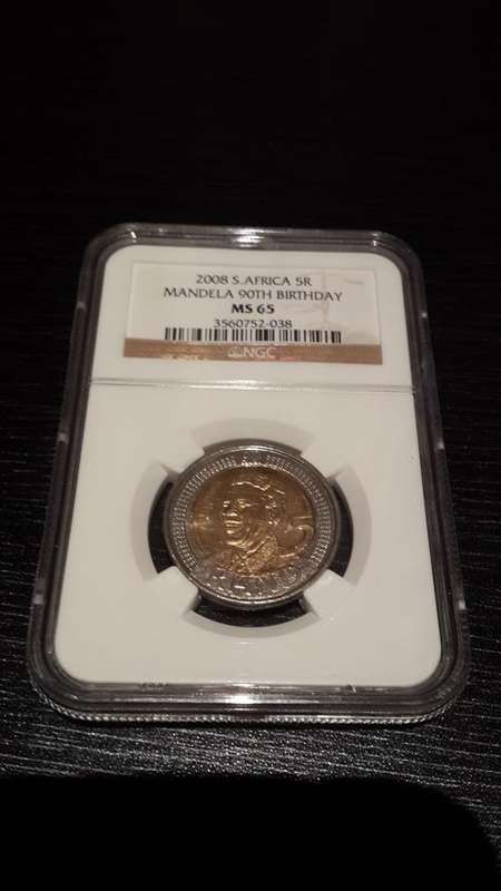 2008 MANDELA 90TH BIRTHDAY R5, NGC GRADED, MS65 X 10 (BID PER COIN)