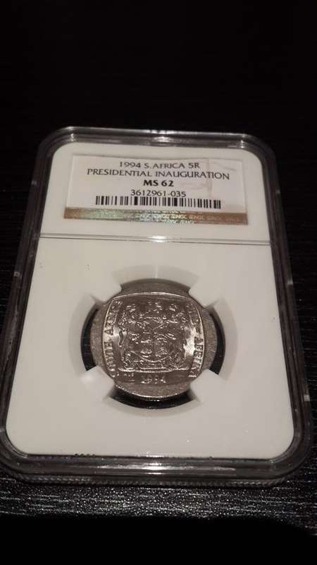 1994 INAUGURATION MANDELA R5, MS62 X 10 (BID PER COIN)