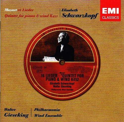 ELISABETH SCHWARZKOPF, WALTER GIESEKING, PHILHARMONIA WIND ENSEMBLE: MOZART - 16 LIEDER - EMI CD