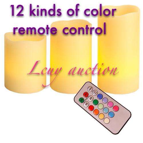 3 set LED echtwachs kerzen with remote controller 12 colors
