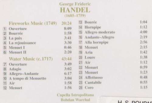Handel: Fireworks Music and Water Music (Warchal)