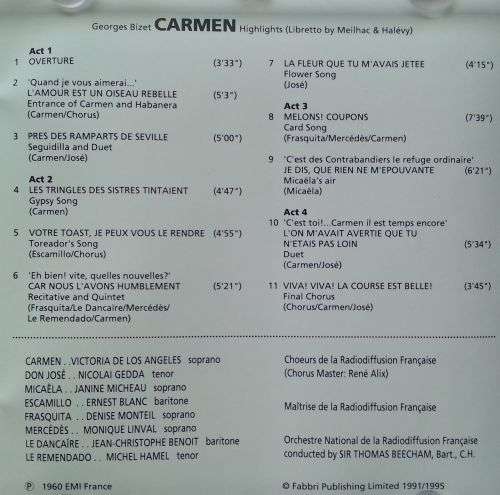 Bizet: Carmen (Highlights, Beecham)
