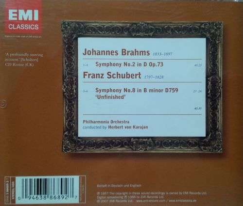 Brahms: Symphony No. 2, Schubert: Symphony No. 8 (Karajan)