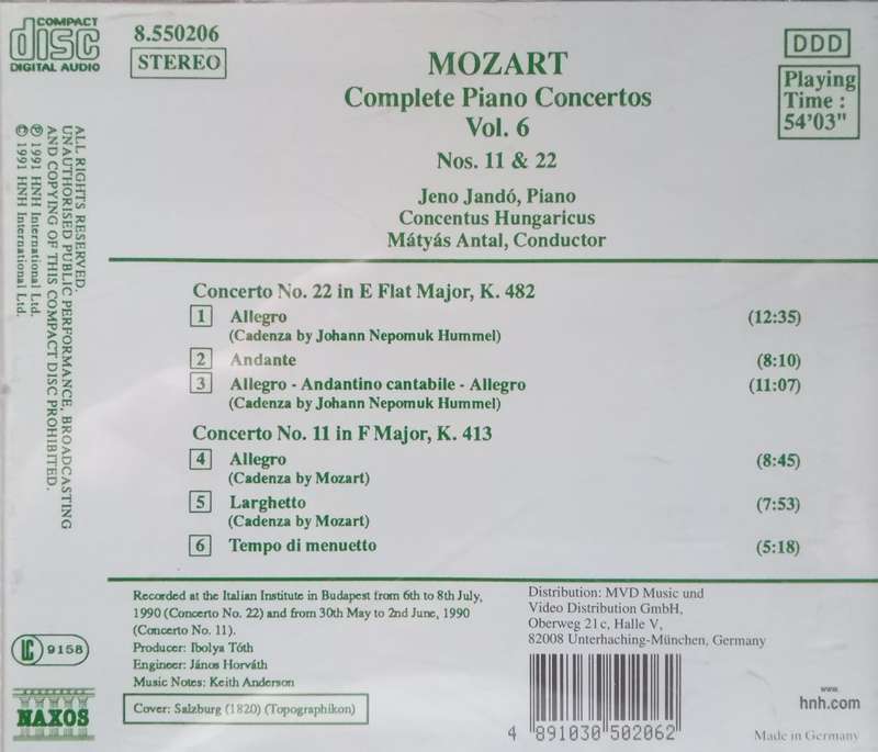 Mozart: Piano Concertos Nos. 11 & 22 (Jando)