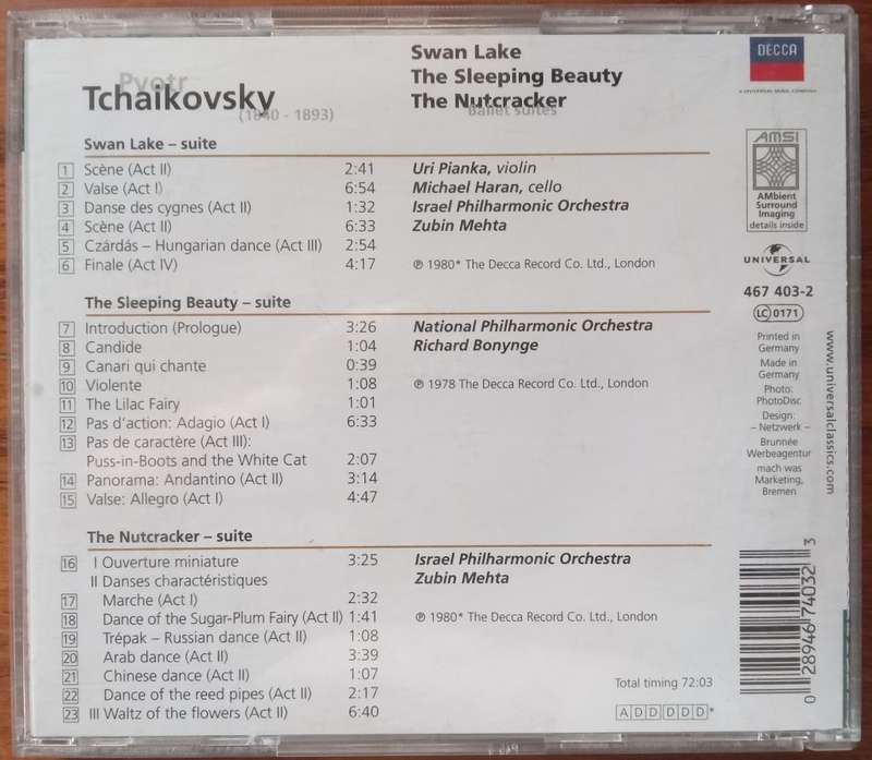 Tchaikovsky: Ballet Suites (Metha, Bonynge)
