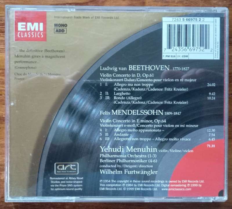 Beethoven & Mendelssohn: Violin Concertos (Menuhin/Furtwangler)