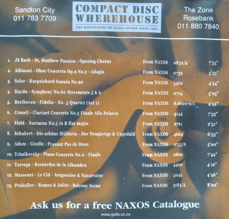 CD Wherehouse Naxos Sampler
