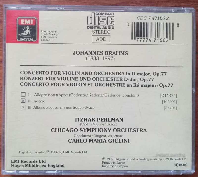 Brahms: Violin Concerto (Perlman)