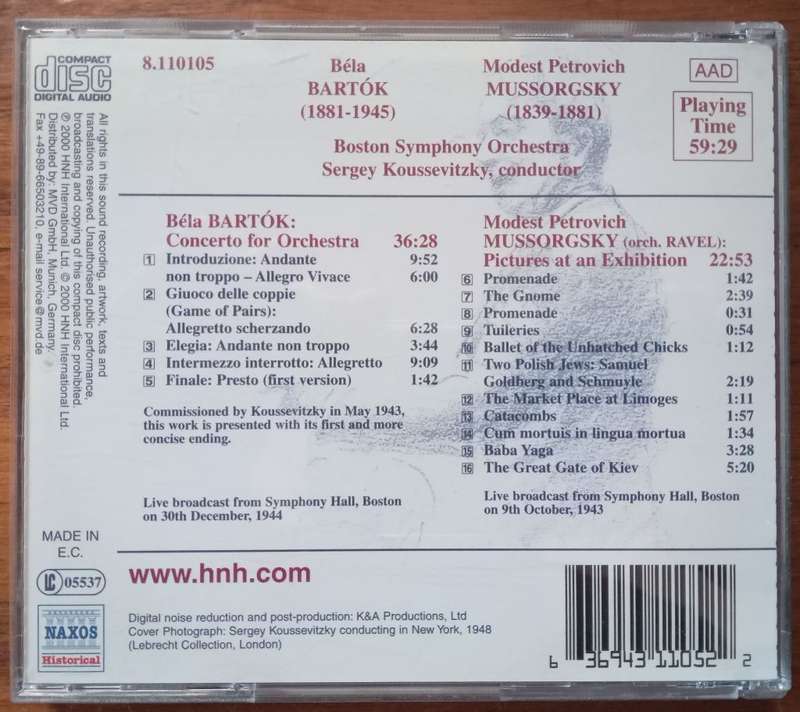 Bartok: Concerto for Orchestra, Mussorgsky: Pictures at an Exhibition (Koussevitzky)