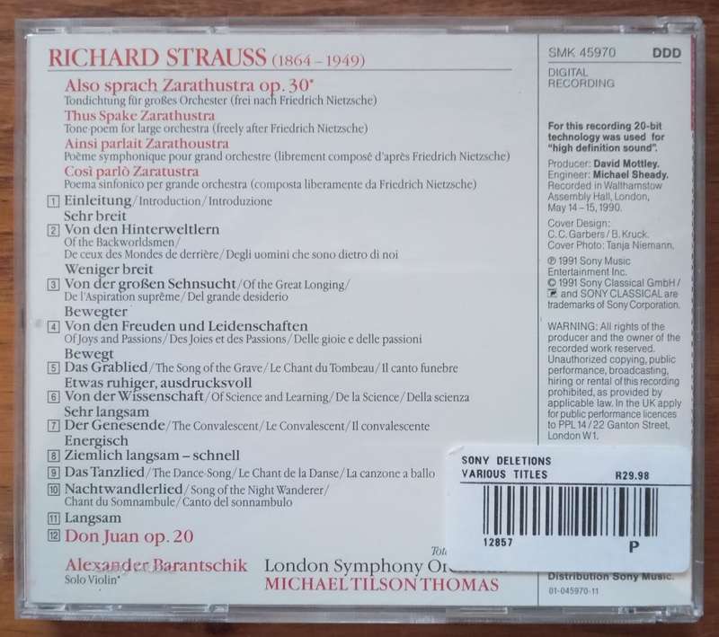 Strauss: Also Sprach Zarathustra, Don Juan (Tilson Thomas)
