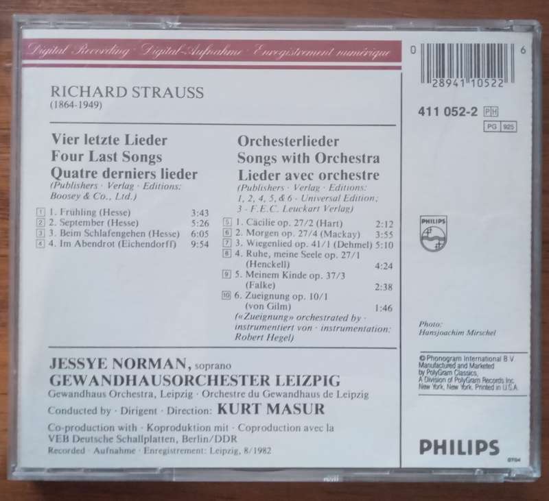 Strauss: Vier Letzte Lieder, Orchestral Songs (Norman)