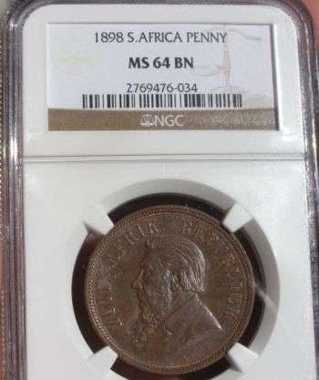 1898 Paul Kruger penny graded MS64BN by NGC (high grade)