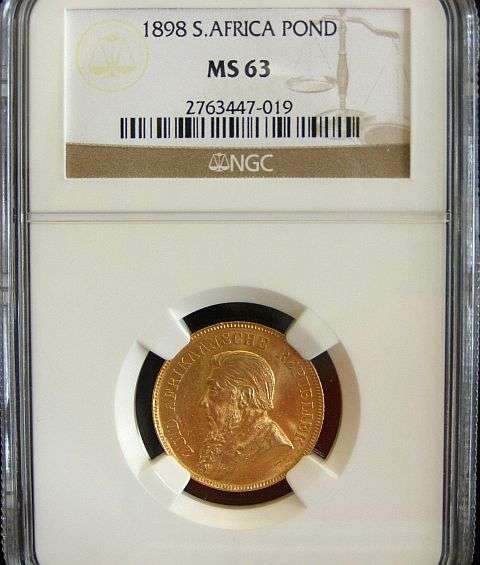 1898 PAUL KRUGER POND GRADED MS63. VERY HIGH GRADE.