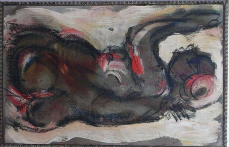 CLAERHOUT, FRANS MARTIN FR (SA 1919 - 2006) "WOMAN PRAISING THE LORD" - OIL AND VERY RARE!