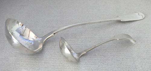 A PAIR OF SILVER PLATED LADLES - CA. 100 YEARS OLD - WHAT A FIND!