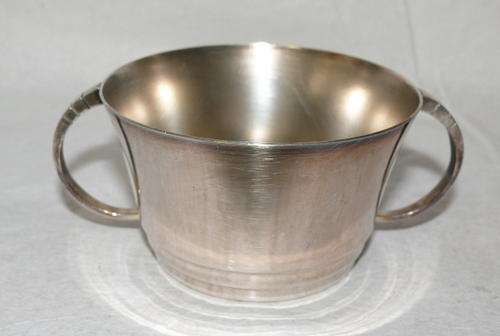 2 HANDLE SILVER PLATED MUG OR SUGAR BOWL - FULLY BACKSTAMPED